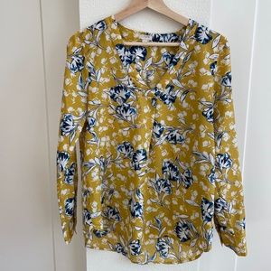 J.Crew Factory PRINTED DRAPEY V-NECK BLOUSE